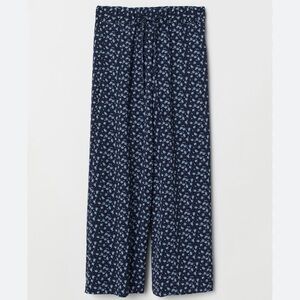 Vintage Navy Ditsy Floral High Waist Pleated Wide Leg Pants by Two Roads Size S